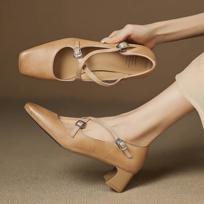 Mahaut Leather Kitten Heels