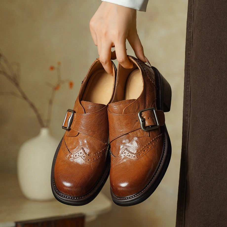 Dalia Monk-Strap Leather Brogues