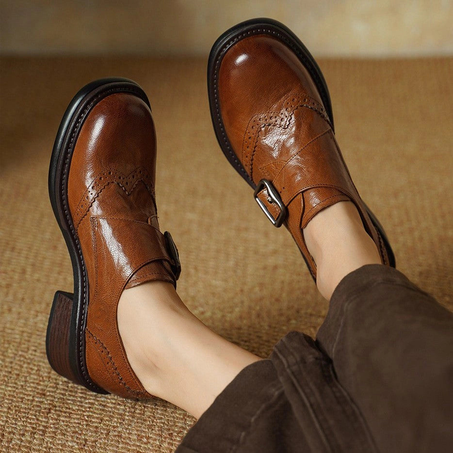 Dalia Monk-Strap Leather Brogues