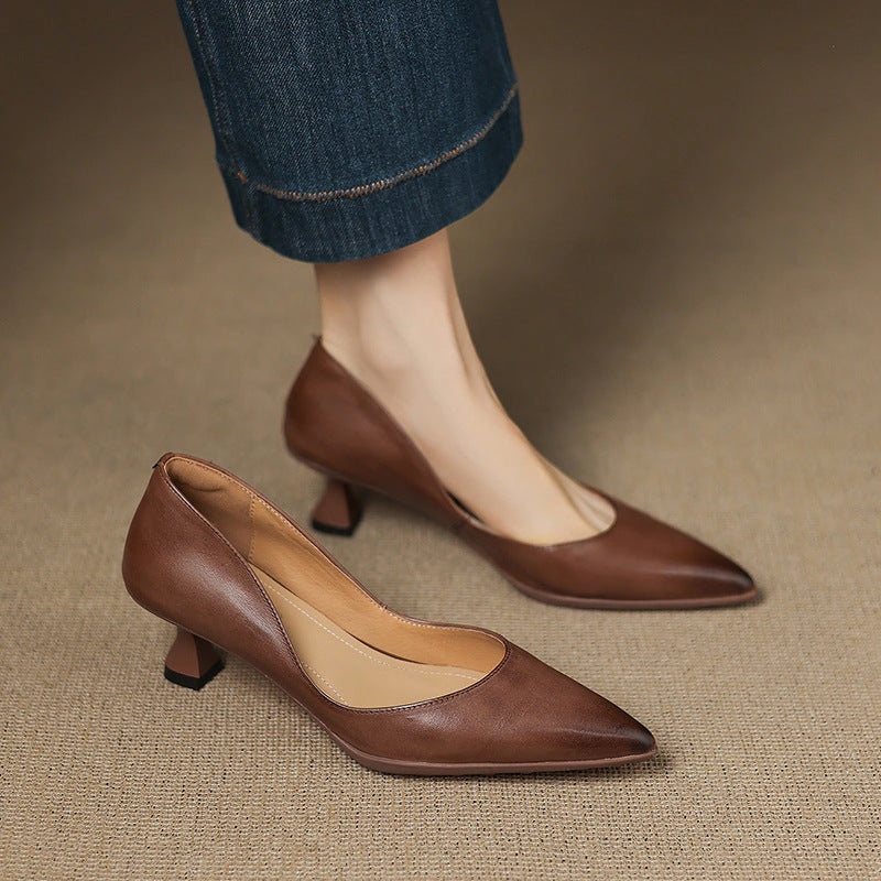 Camille Leather Kitten Heels
