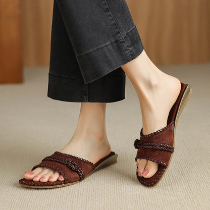 Tessa Woven Leather Slides