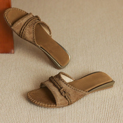 Tessa Woven Leather Slides