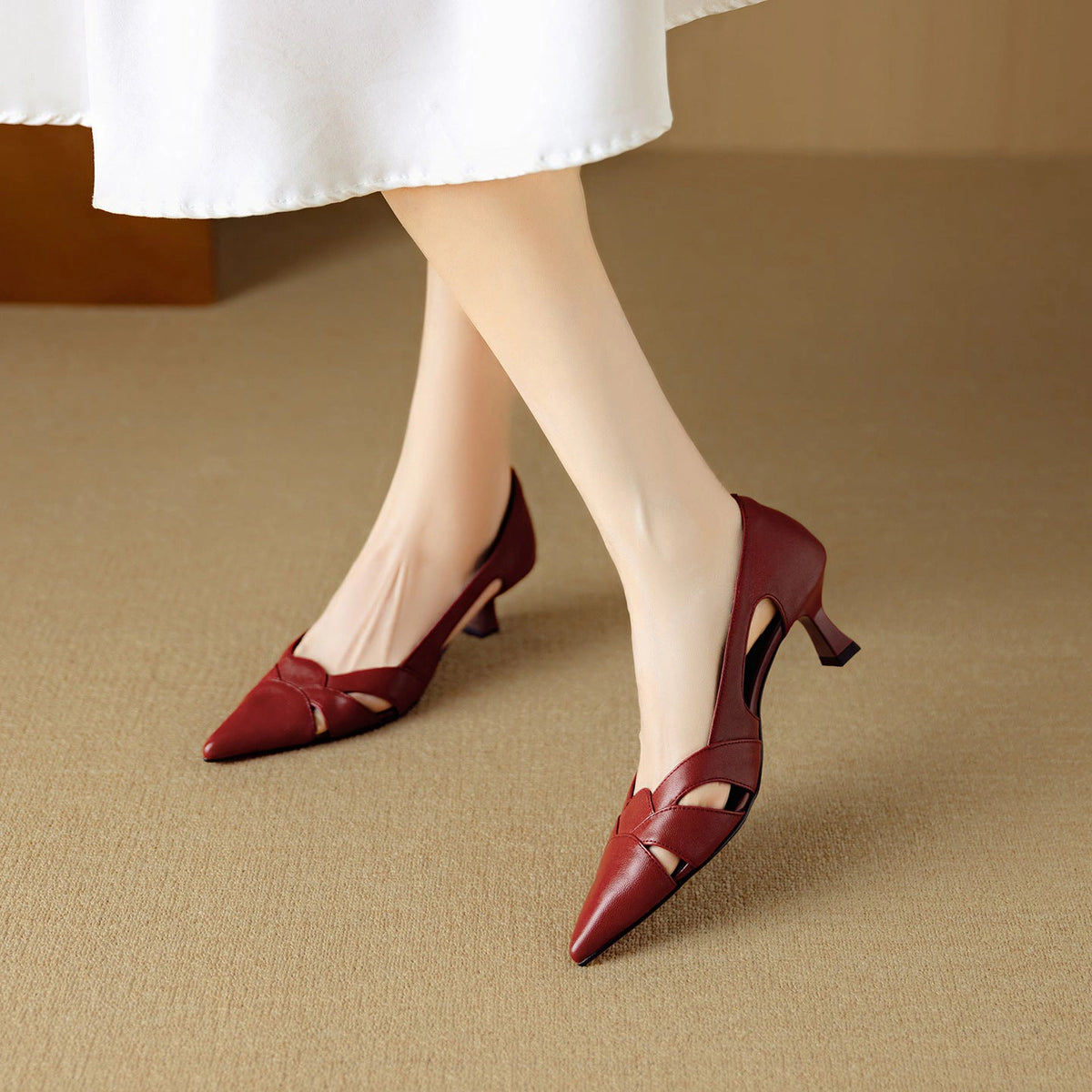Eloise Cutout Leather Pumps