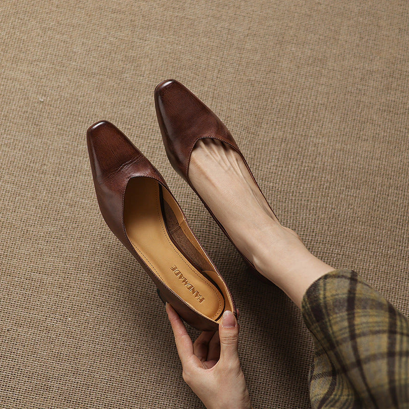 Selene Leather Square Pumps