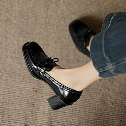 Nadia Tassel Leather Loafer Pumps