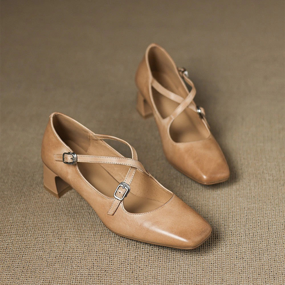 Mahaut Leather Kitten Heels