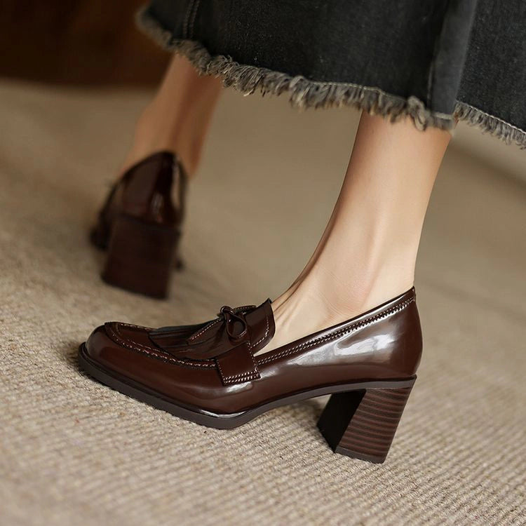 Nadia Tassel Leather Loafer Pumps