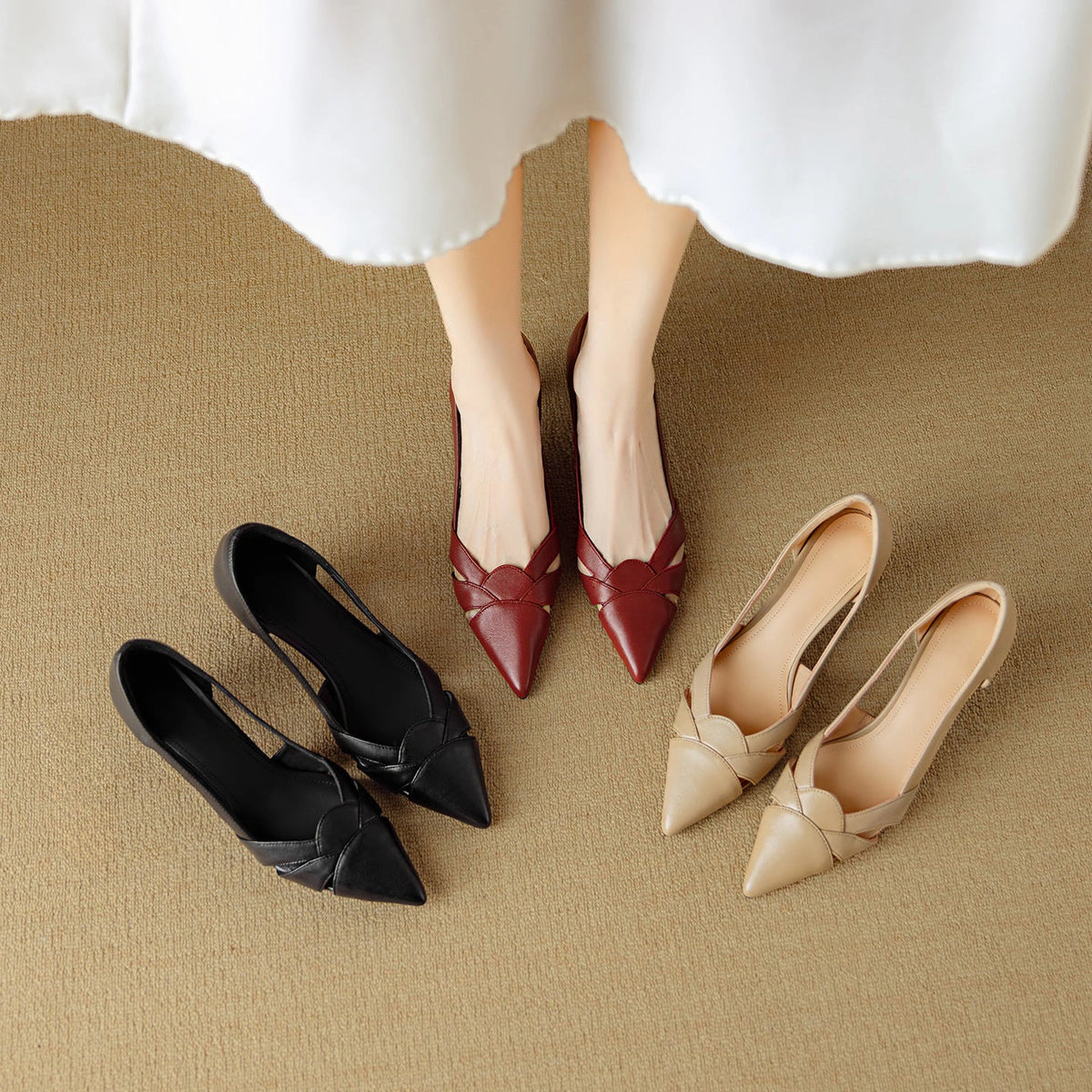 Eloise Cutout Leather Pumps