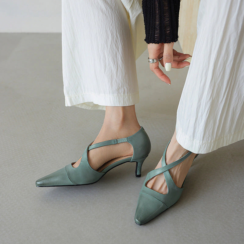 Faye Leather Mary-Jane Heels