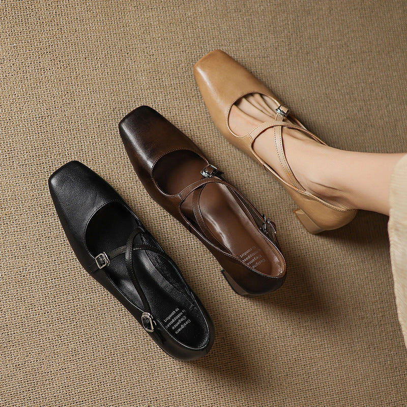 Mahaut Leather Kitten Heels