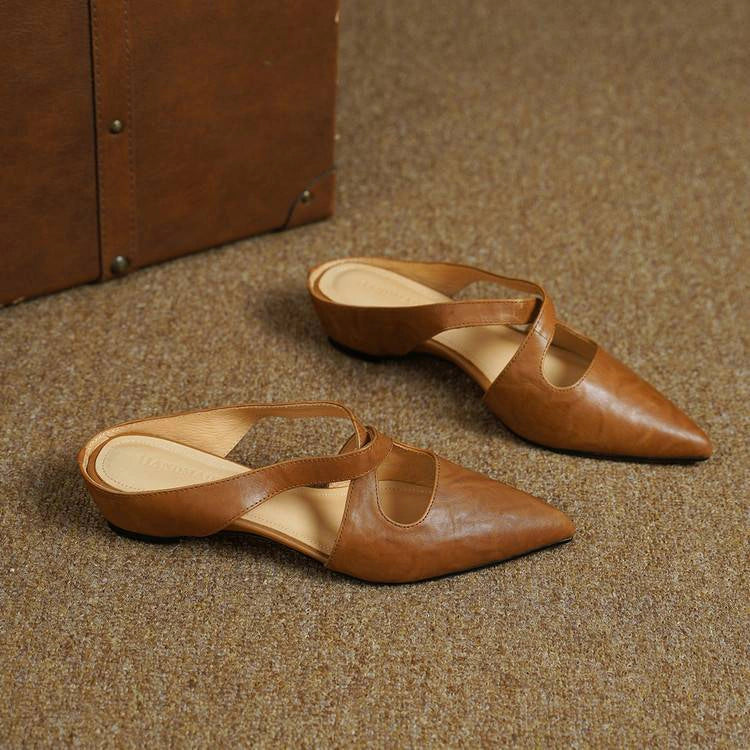 Sabine Cross-Strap Leather Mules