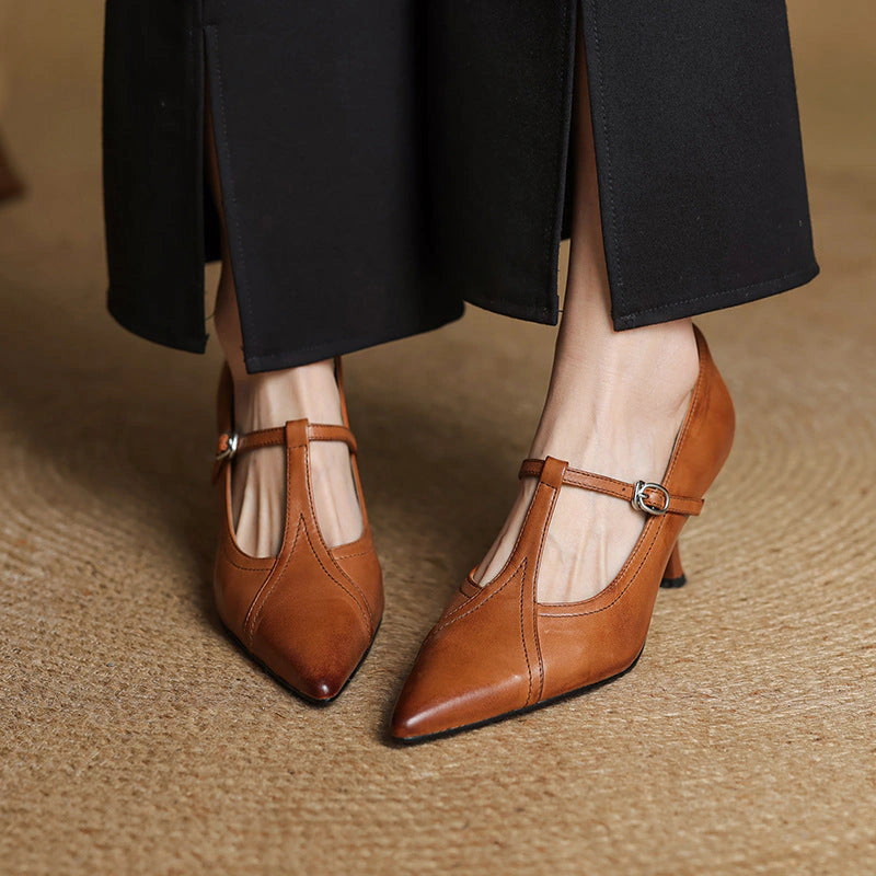 Romy Leather T-strap Pumps