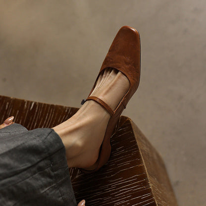 Amara Square-Toe Leather Mules