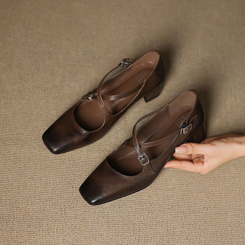 Mahaut Leather Kitten Heels