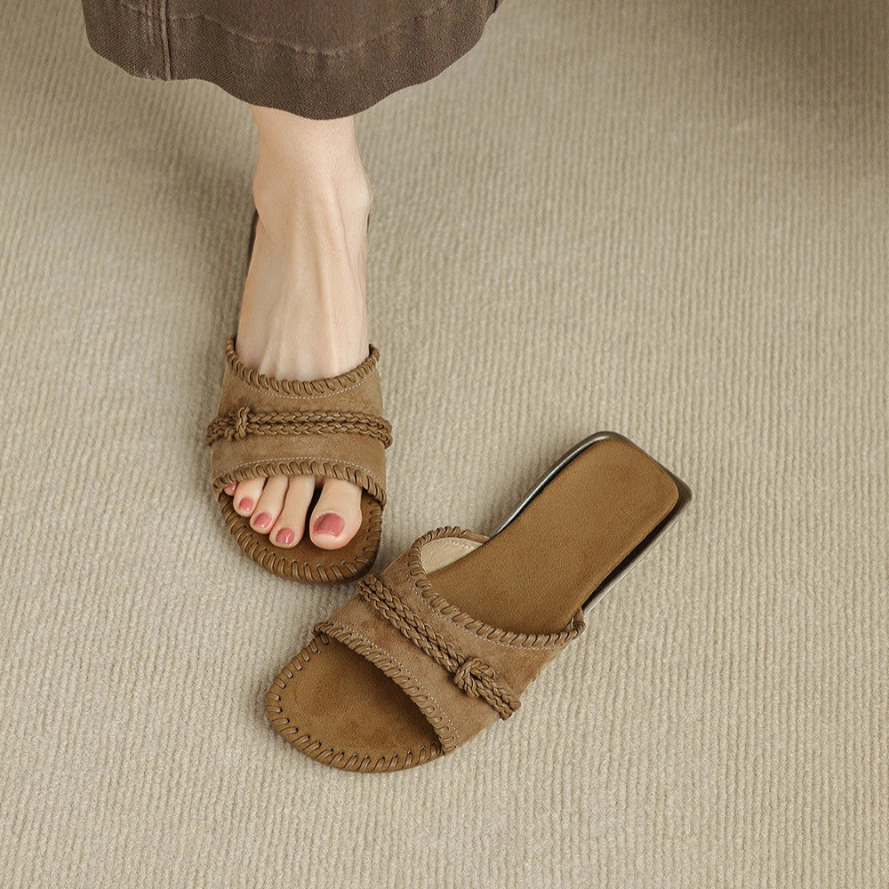 Tessa Woven Leather Slides