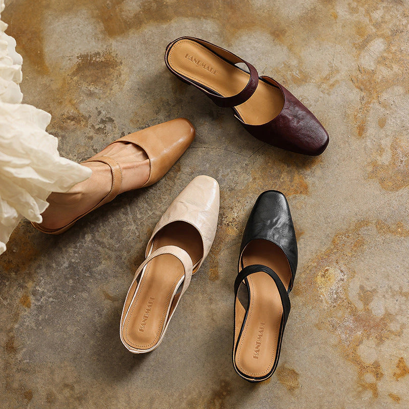 Margot Square-Toe Leather Mules