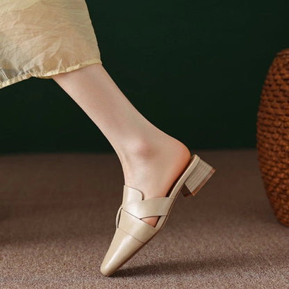 Alba Square Toe Leather Mules