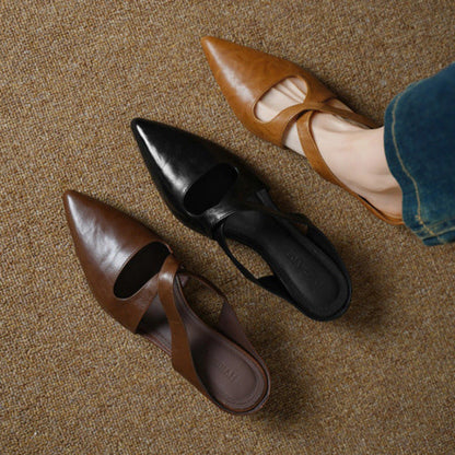 Sabine Cross-Strap Leather Mules