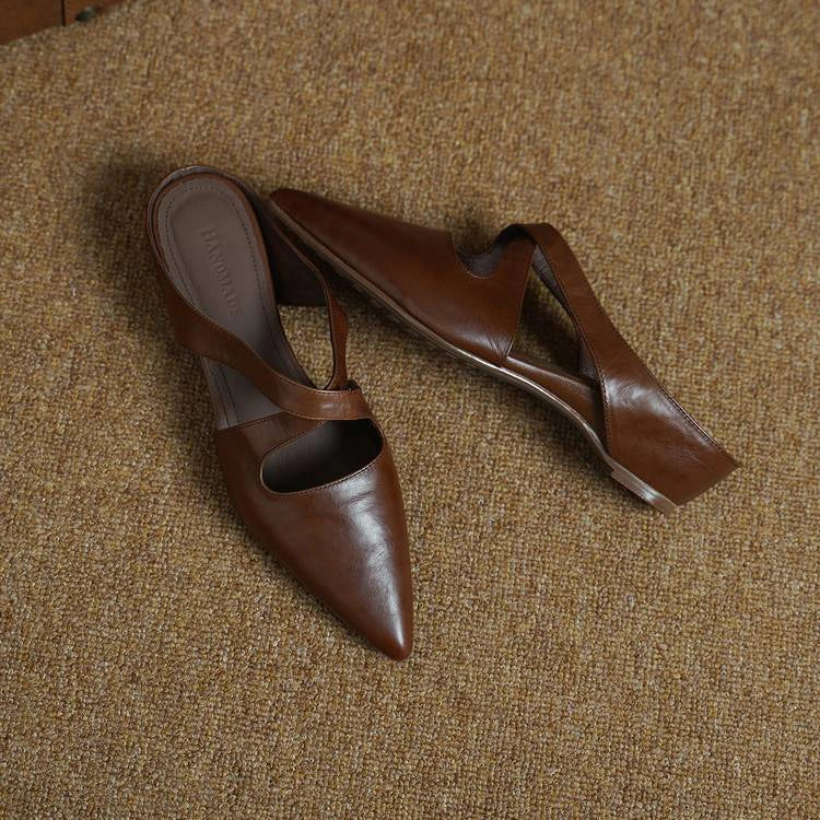 Sabine Cross-Strap Leather Mules