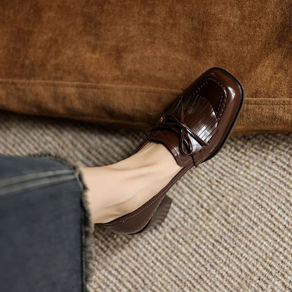 Nadia Tassel Leather Loafer Pumps