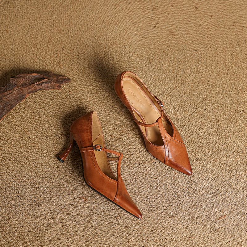 Romy Leather T-strap Pumps