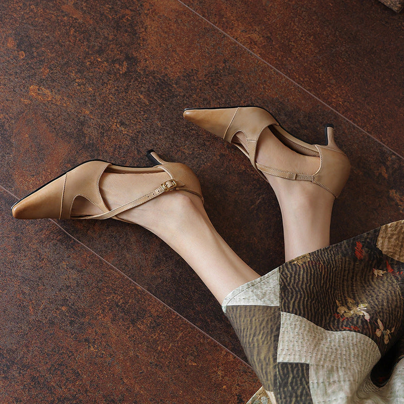 Faye Leather Mary-Jane Heels