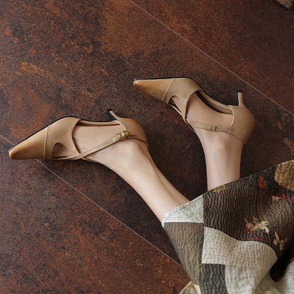 Faye Leather Mary-Jane Heels