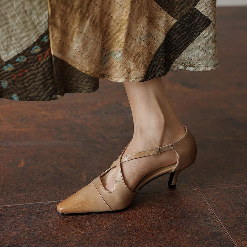 Faye Leather Mary-Jane Heels