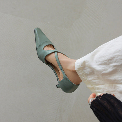 Faye Leather Mary-Jane Heels