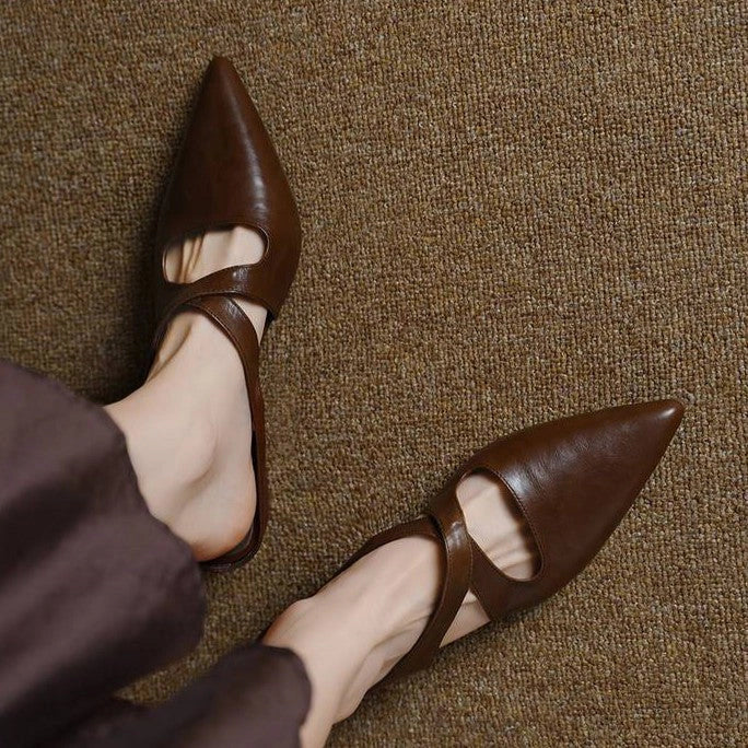 Sabine Cross-Strap Leather Mules
