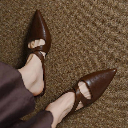 Sabine Cross-Strap Leather Mules