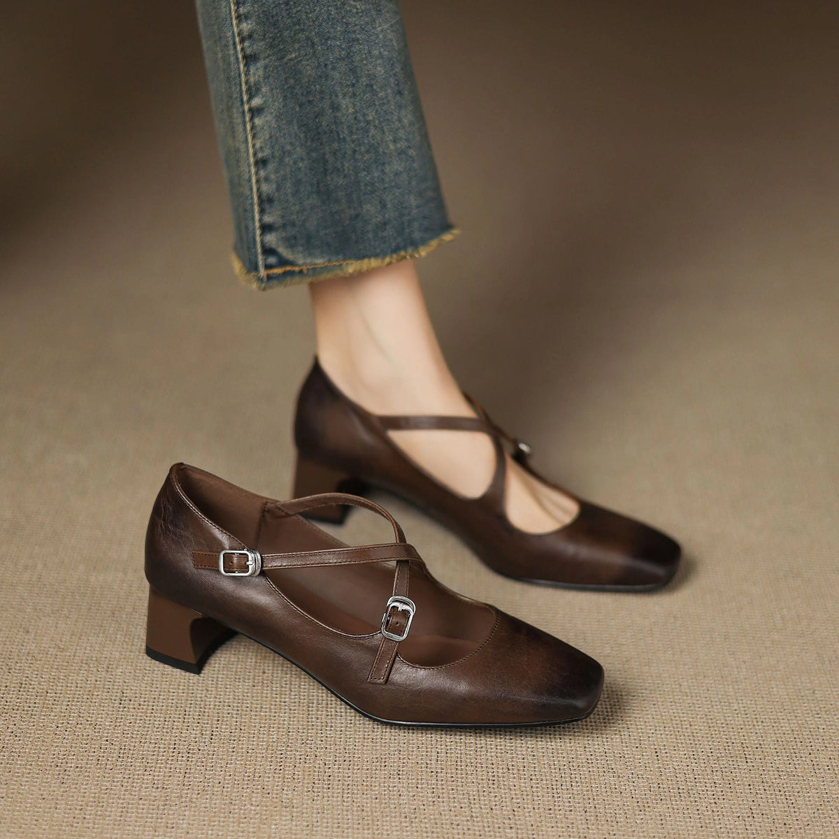 Mahaut Leather Kitten Heels