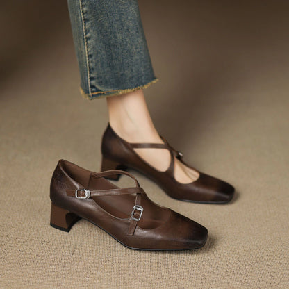 Mahaut Leather Kitten Heels