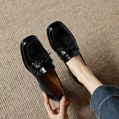 Nadia Tassel Leather Loafer Pumps