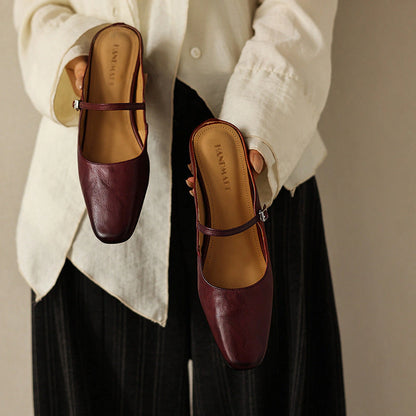 Amara Square-Toe Leather Mules