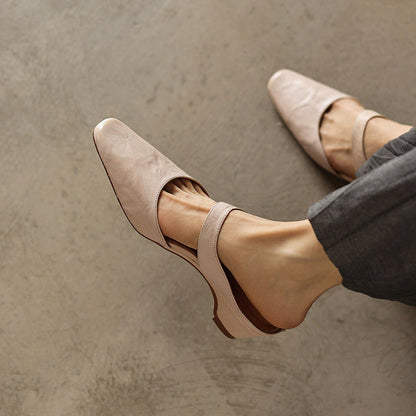Margot Square-Toe Leather Mules