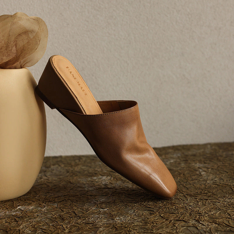 Sylvie Square-Toe Leather Mules