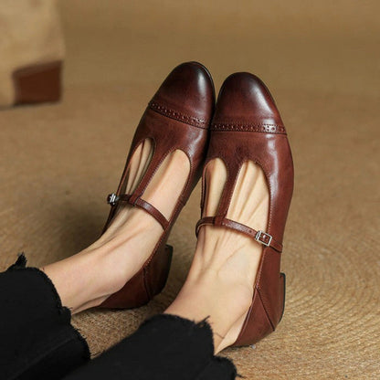 Clemence T-Strap Leather Mary Janes