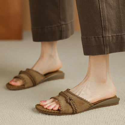 Tessa Woven Leather Slides