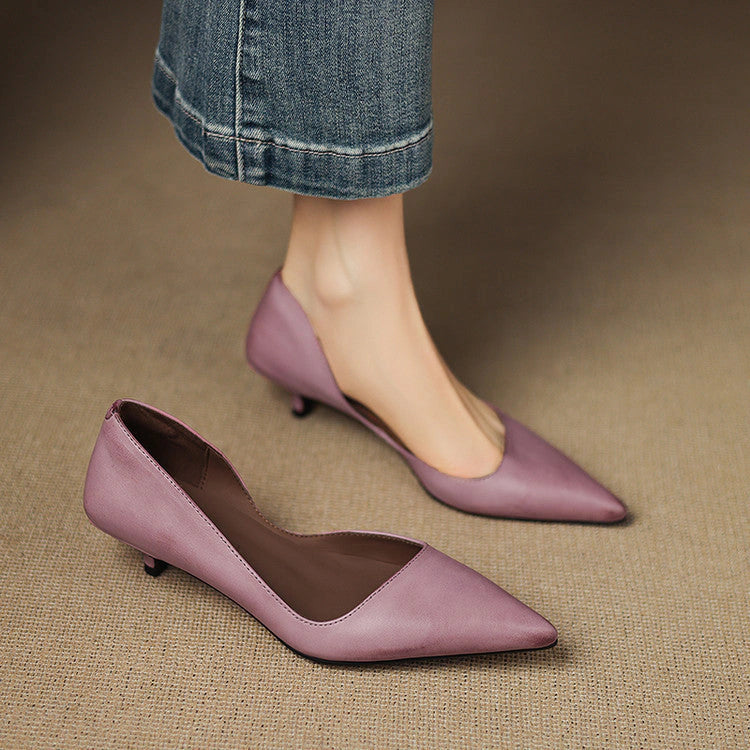 Odette Leather Kitten Heel Pumps