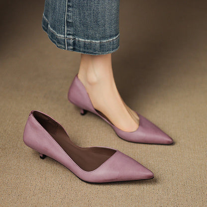 Odette Leather Kitten Heel Pumps