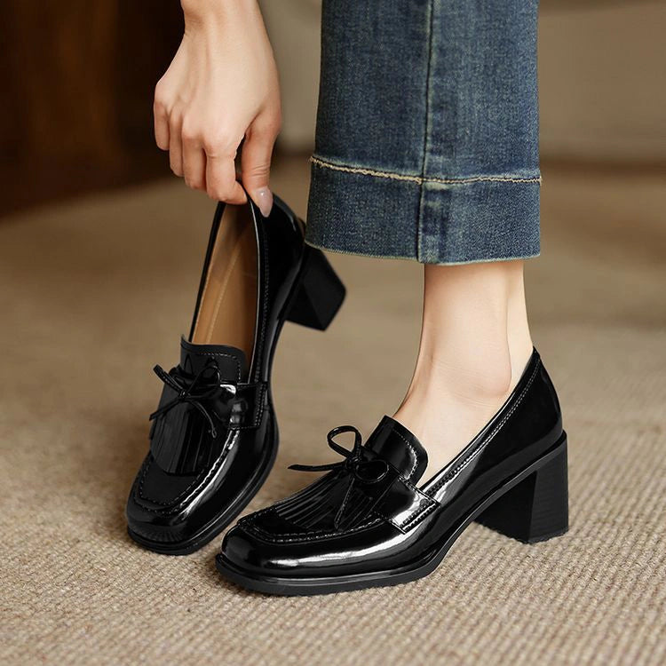 Nadia Tassel Leather Loafer Pumps