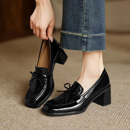 Nadia Tassel Leather Loafer Pumps