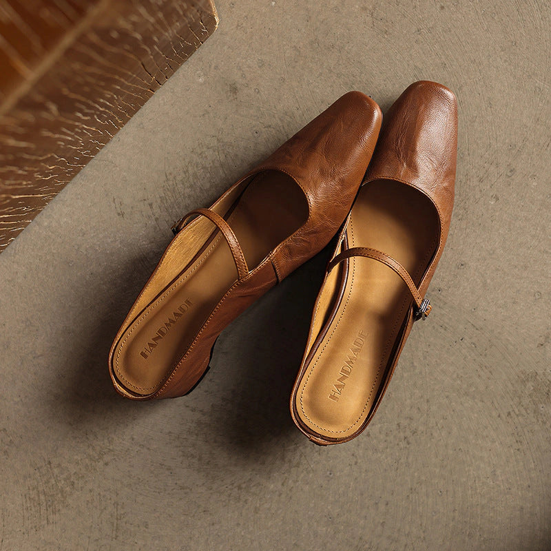 Amara Square-Toe Leather Mules