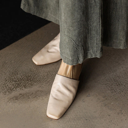 Sylvie Square-Toe Leather Mules