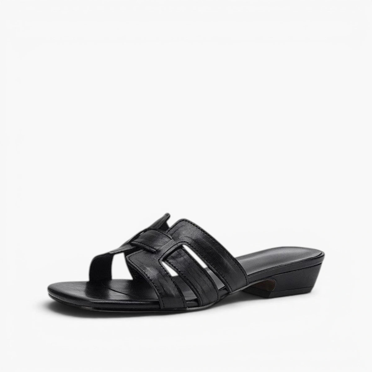 Leia Square Leather Slides