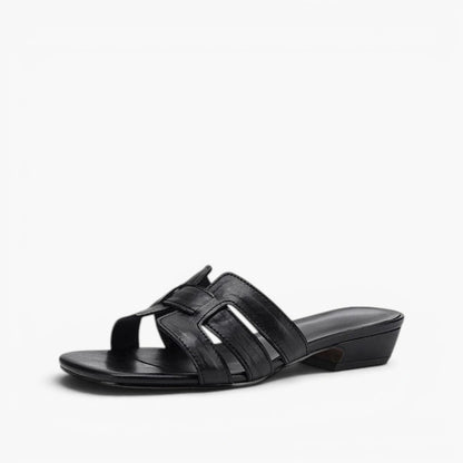 Leia Square Leather Slides