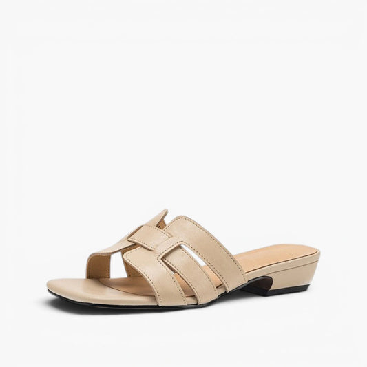 Leia Square Leather Slides