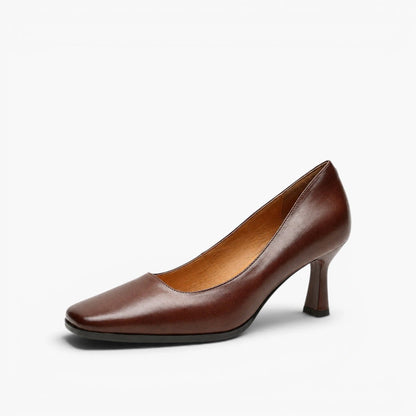 Adele Square Leather Pumps
