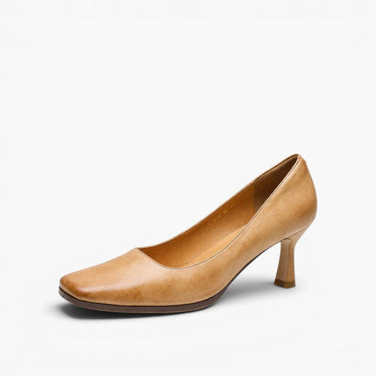 Adele Square Leather Pumps